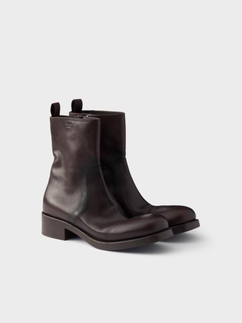 Leather mid-calf boots