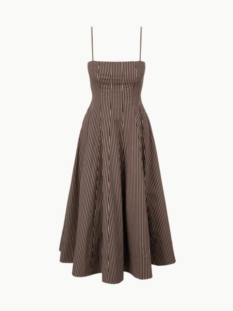 STAUD WYLIE DRESS DARK OAK MICRO STRIPE