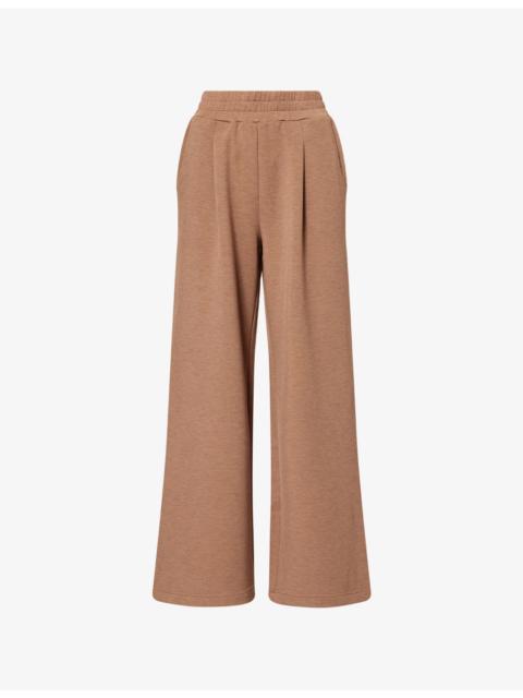 Pleated Wide-Leg Stretch-Jersey Jogging Bottoms