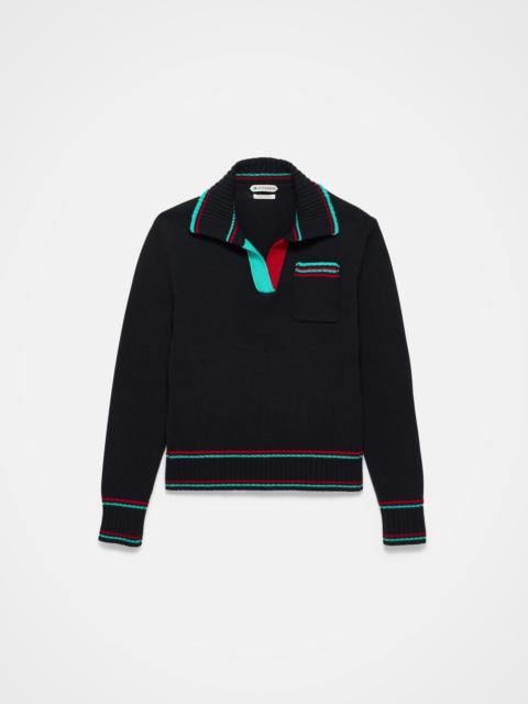 WOMENS SHRUNKEN POLO JUMPER IN BLACK