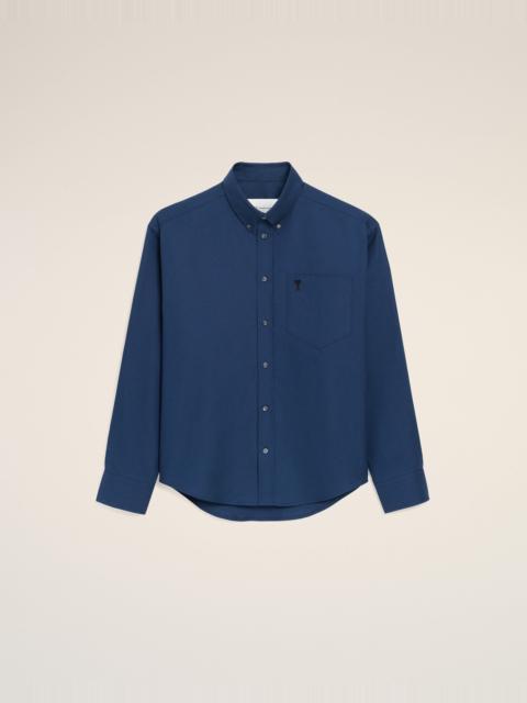 BLUE COTTON BOXY EMBROIDERED AMI DE COEUR SHIRT