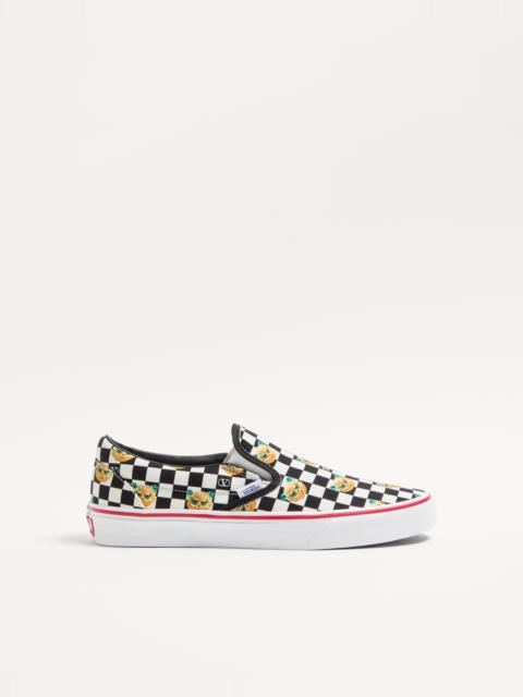 VALENTINO GARAVANI AND VANS SLIP-ON SNEAKER IN FABRIC WITH LE CHAT DE LA MAISON PRINT AND VLOGO CHEC
