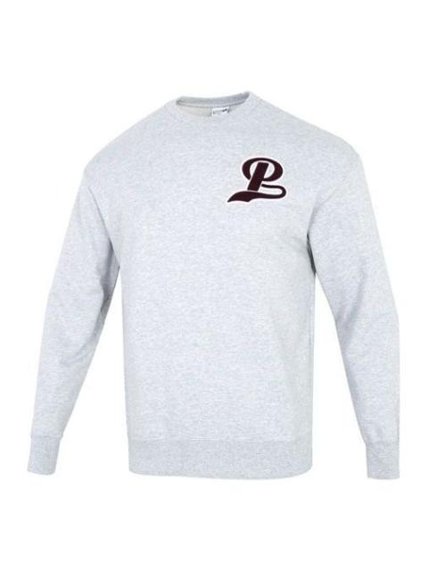 PUMA Team Crew Logo Sweatshirt 'Grey Burgumdy' 539268-04