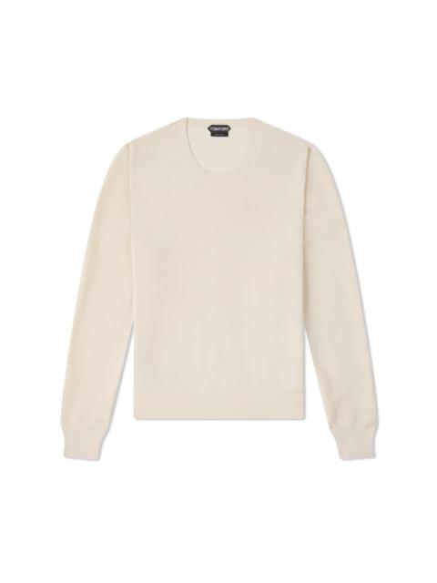 TEXTURED SILK MERINO CREW NECK