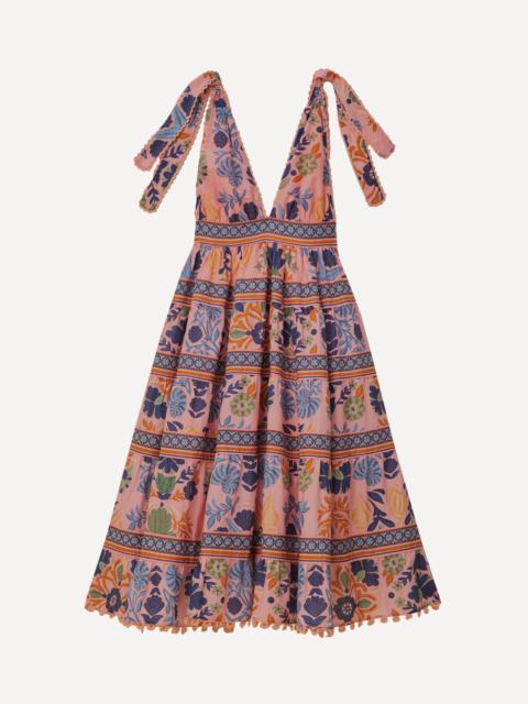 Seashell Tapestry Pink Midi-Dress