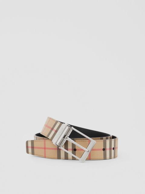Reversible Vintage Check E-canvas and Leather Belt