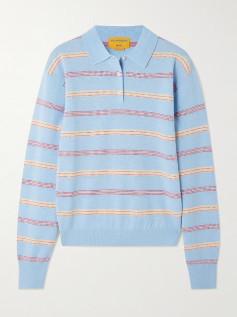 Collegiate Striped Cashmere Polo Sweater
