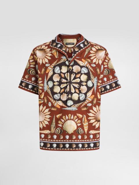 Printe popeline oversized shirt