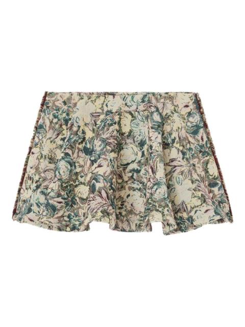 floral-jacquard flared mini skirt