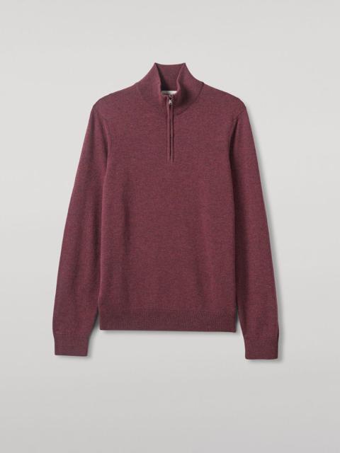 Classic Cashmere Purple Zip Neck Jumper