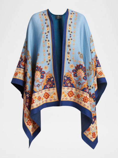 Floral-Print Cotton Cape