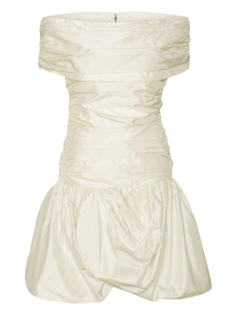 off-shoulder gathered minidress