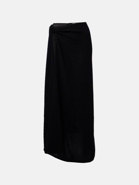 Knitted cotton-blend maxi skirt