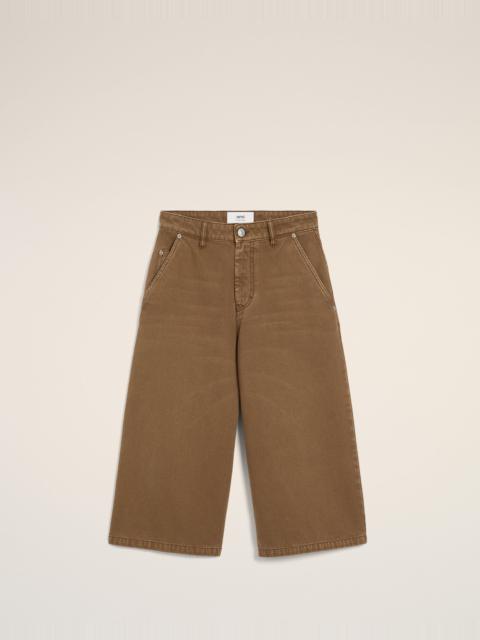 BROWN COTTON LONG BERMUDA SHORT