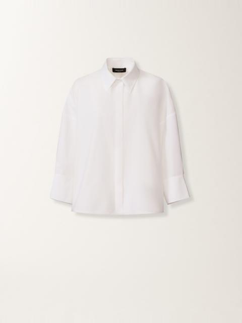 Cropped shirt in optic white poplin