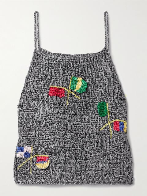 Promenade crocheted satin tank Gray
