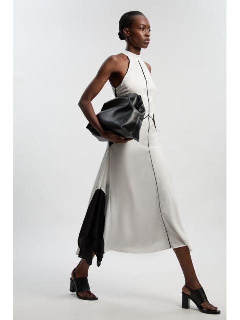 Colour Block Fluid Tencel Halter Neck Woven Maxi Dress