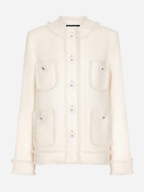 Single-breasted raschel tweed jacket