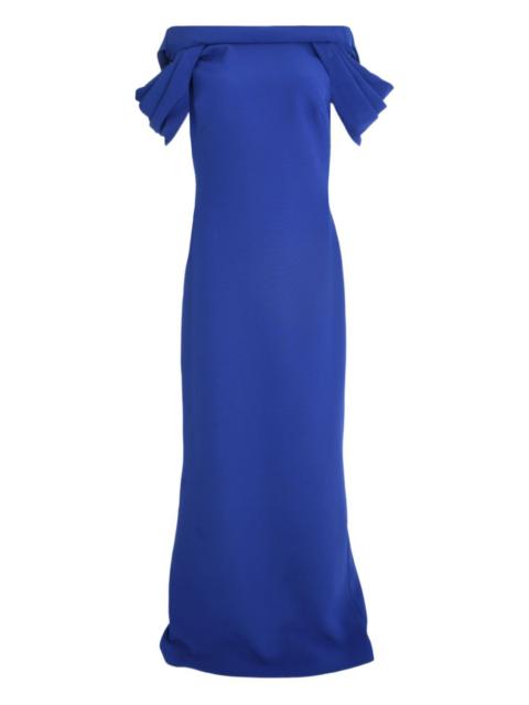 cap-sleeve draped gown