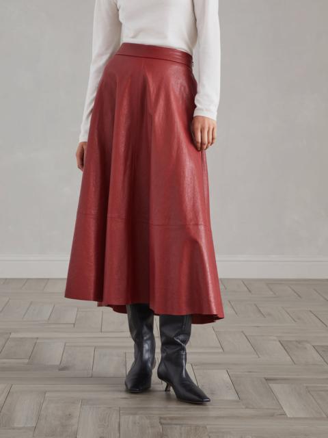 Natural leather midi circle skirt