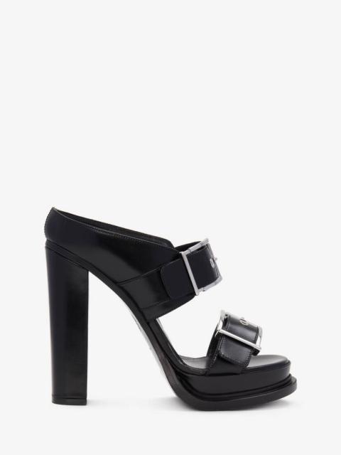 Women's Platform Buckle Sandal in Black/silver