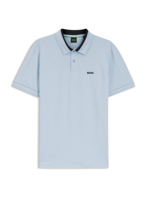 STRIPE-TRIM POLO SHIRT IN STRETCH COTTON
