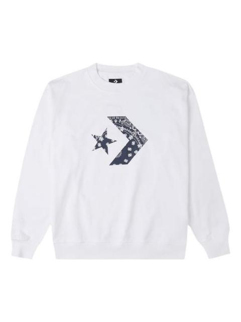 Men's Converse Cashew Logo Knit Sports Round Neck Pullover White 10023164-A01