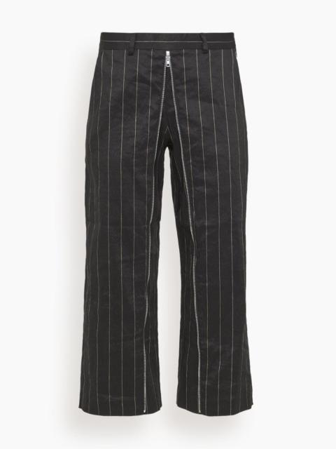 Front Zip Trouser in Black Silver Wide