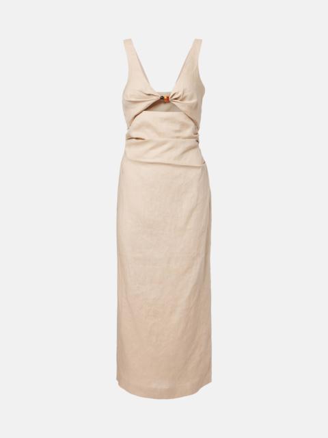 Moretti cutout linen midi dress
