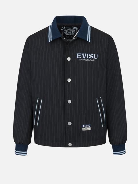 Logo and Slogan Embroidery Regular Fit Striped Suit Ccoach Jacket