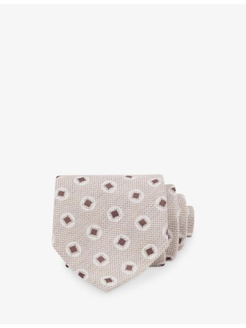 Vito Square Medallion-Print Cotton And Silk Tie