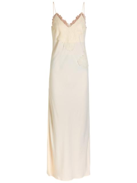 Rohe Lace-appliquéd Satin Maxi Slip Dress
