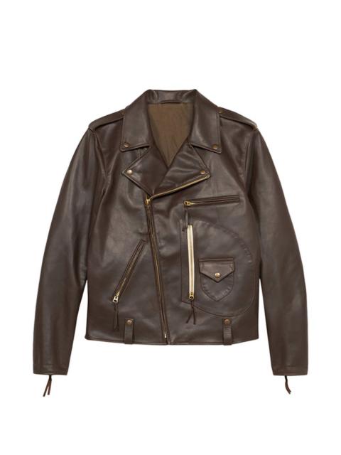 asymmetrical-zip leather jacket