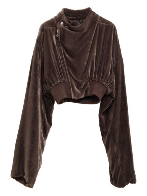 velvet zip-front cropped jacket