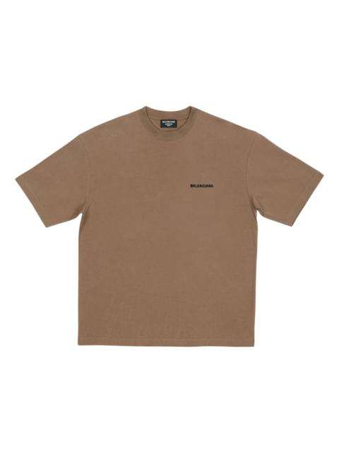 Balenciaga Back Logo Regular Fit Vintage T-shirt Dark Beige/Black