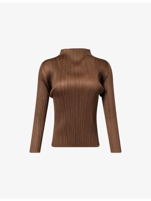 Mock-Neck Long-Sleeve Knit Top
