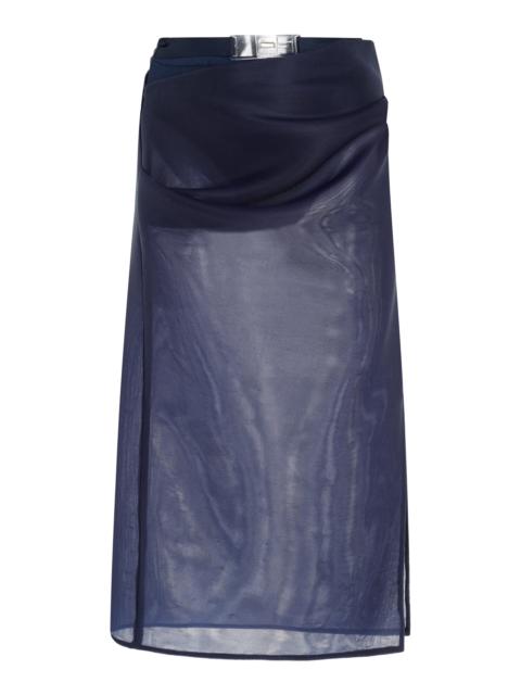 The Isobel Belted Sheer Midi Skirt navy