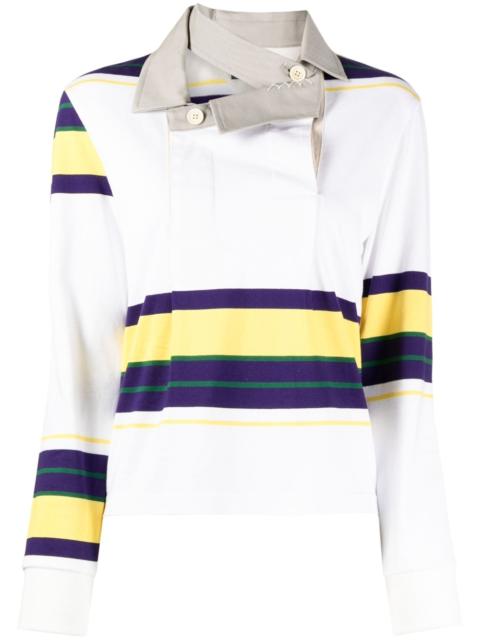 deconstructed collar striped sweatshirt