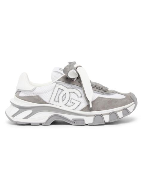 Men's Logo Two-Tone Nylon & Suede Low-Top Sneakers - Bianco Grigio