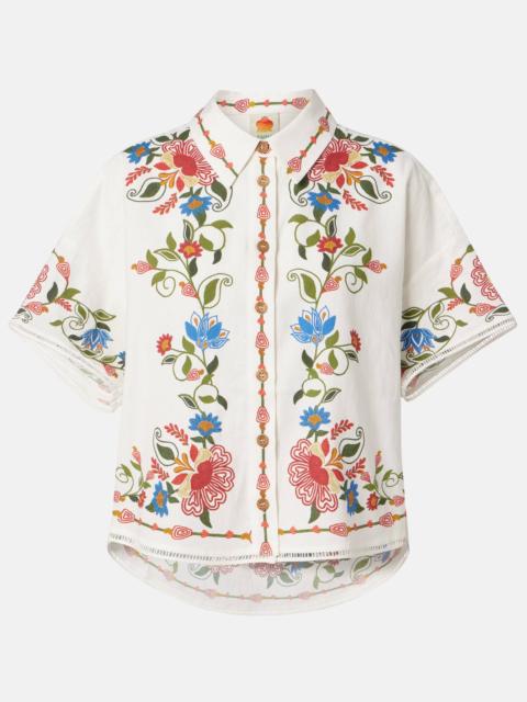 Stitched Garden linen-blend shirt
