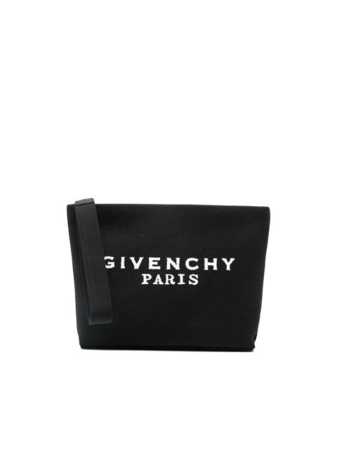 logo-lettering clutch bag
