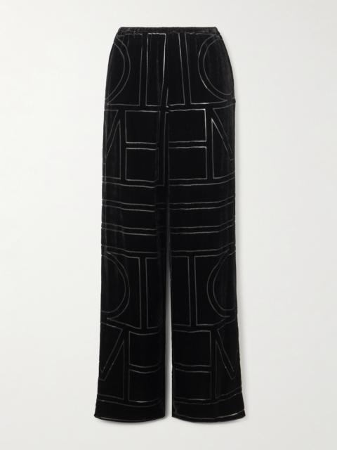 Devoré-velvet Wide-leg Pants