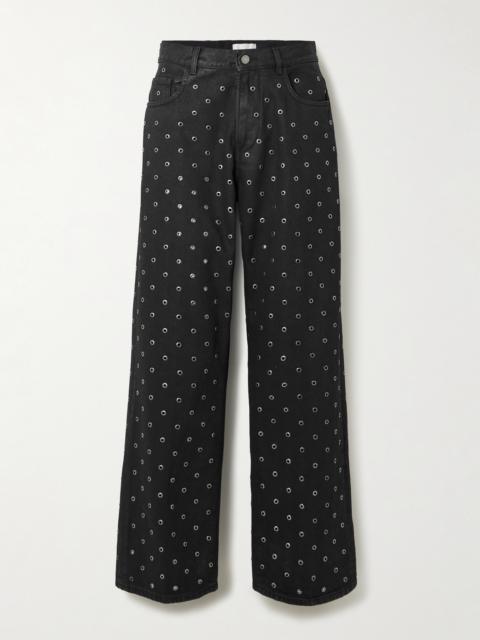 Bonnie Embellished High-rise Straight-leg Jeans