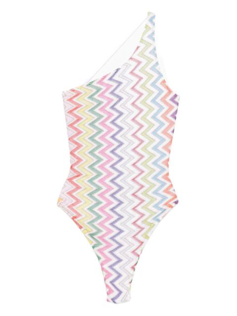 zigzag one-shoulder swimsuit