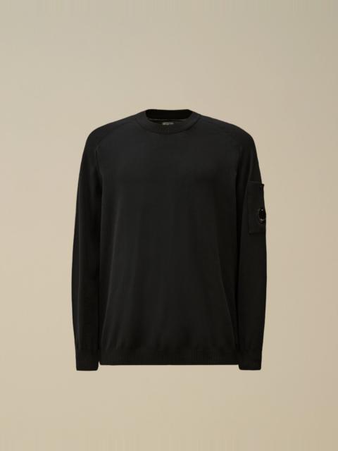 Cotton Crepe Crewneck Lens Sweater