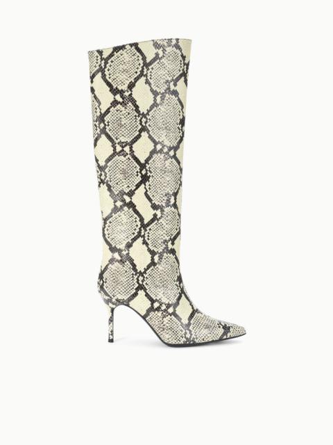 STAUD SEBASTIAN HIGH HEEL BOOT WHITE SNAKE