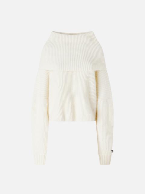 RIBBED PULLOVER WITH LARGE FOLD-OVER NECK