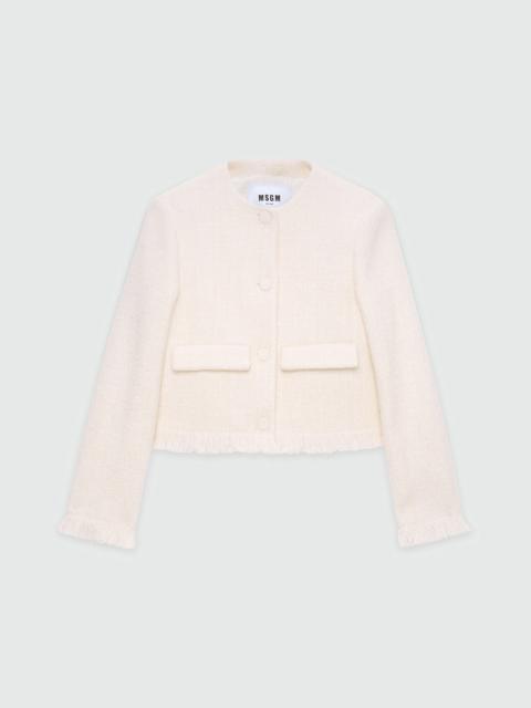 Ivory bouclé jacket with micro sequins