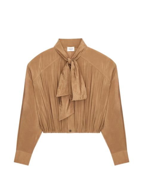 Lavallière tie-neck buttoned blouse