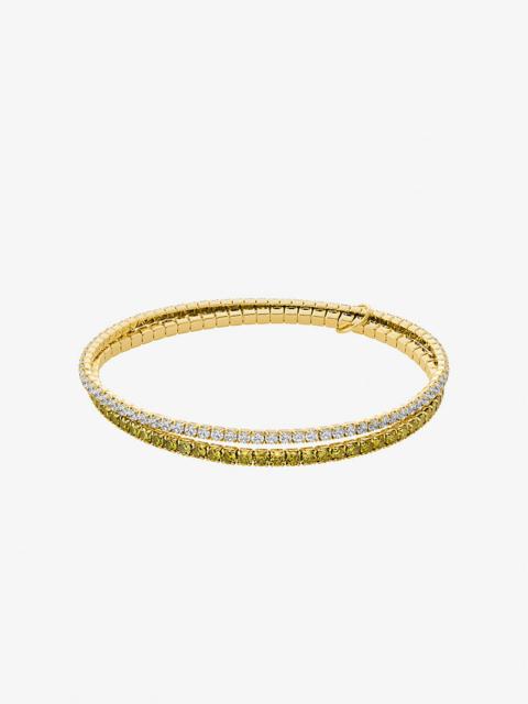 Precious Metal-Plated Brass Double Wrap Stretch Tennis Bracelet